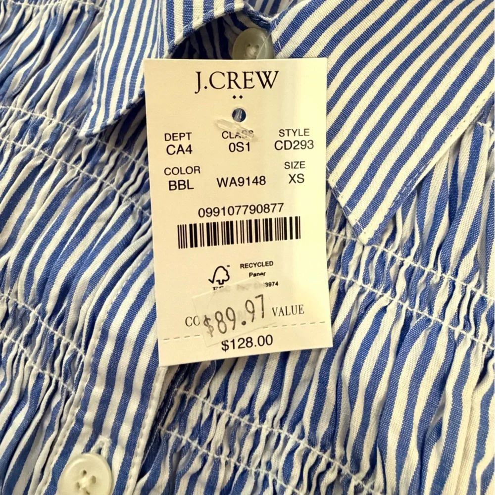 J. Crew Striped Smocked Shirt-Dress - Picture 4 of 5